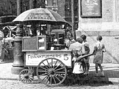 Hot dog stands were a typical sight in 1930s Philadelphia.